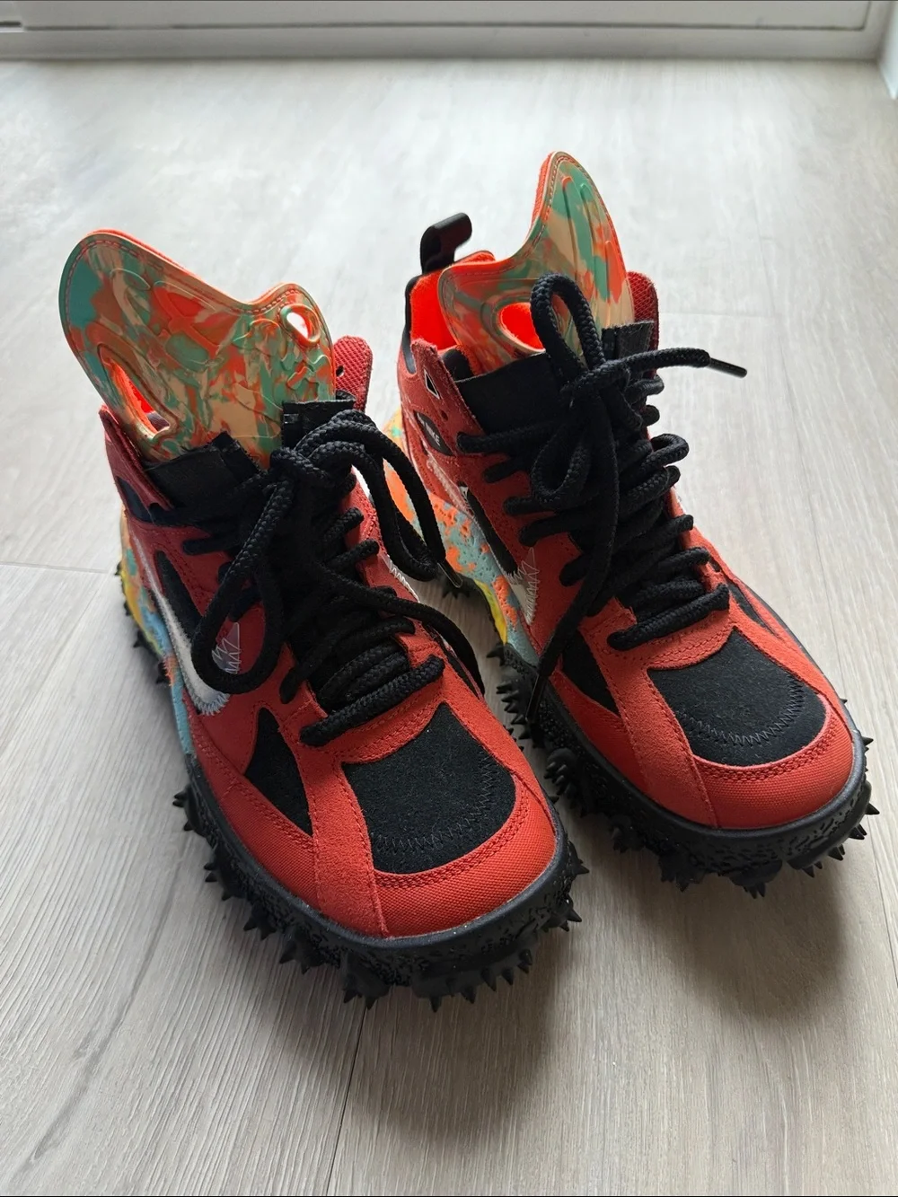 Nike Women's Orange and Black Trail Sneakers with Multicolor Accent